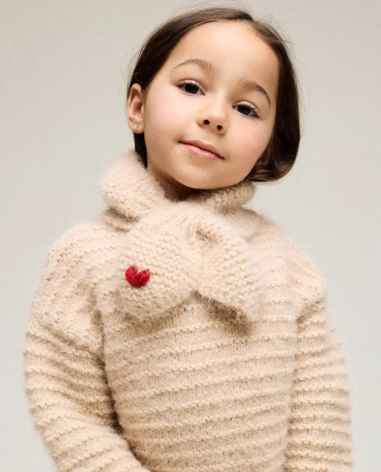 Patron PDF Tricot Phildar : Modèle enfant pull et écharpe YOKO en Phil Hairy - Intermédiaire