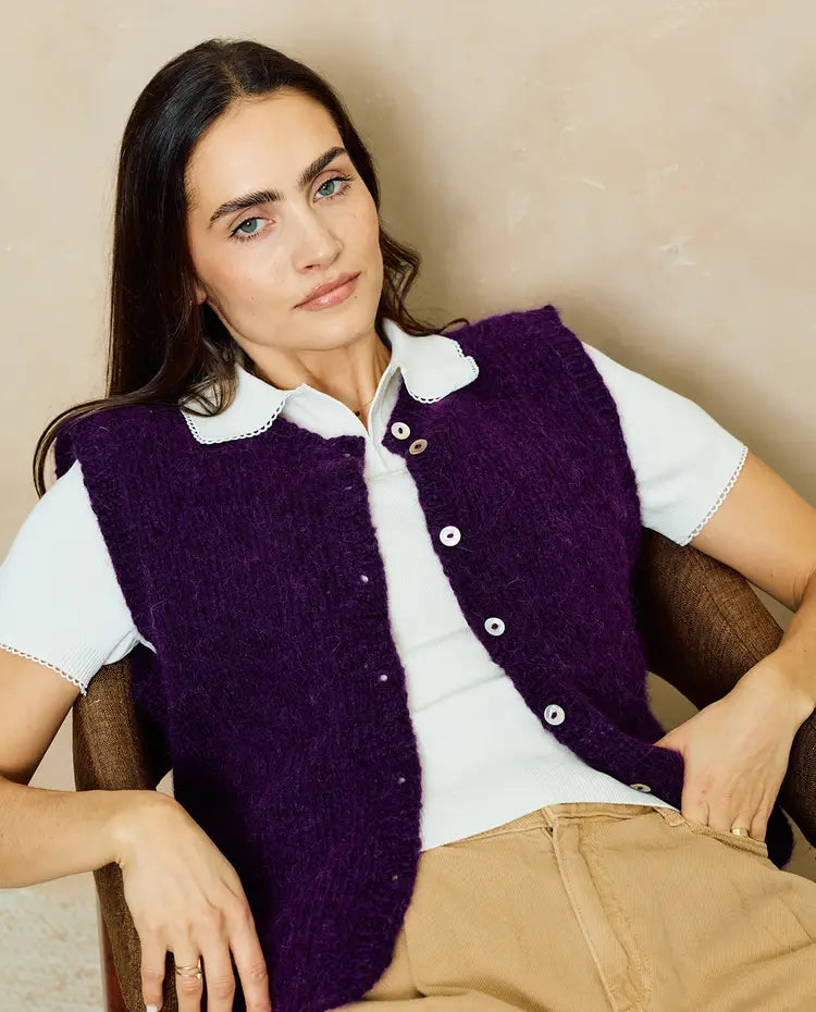 Patron PDF Tricot Phildar : Modèle femme gilet PIERROT en phil givre