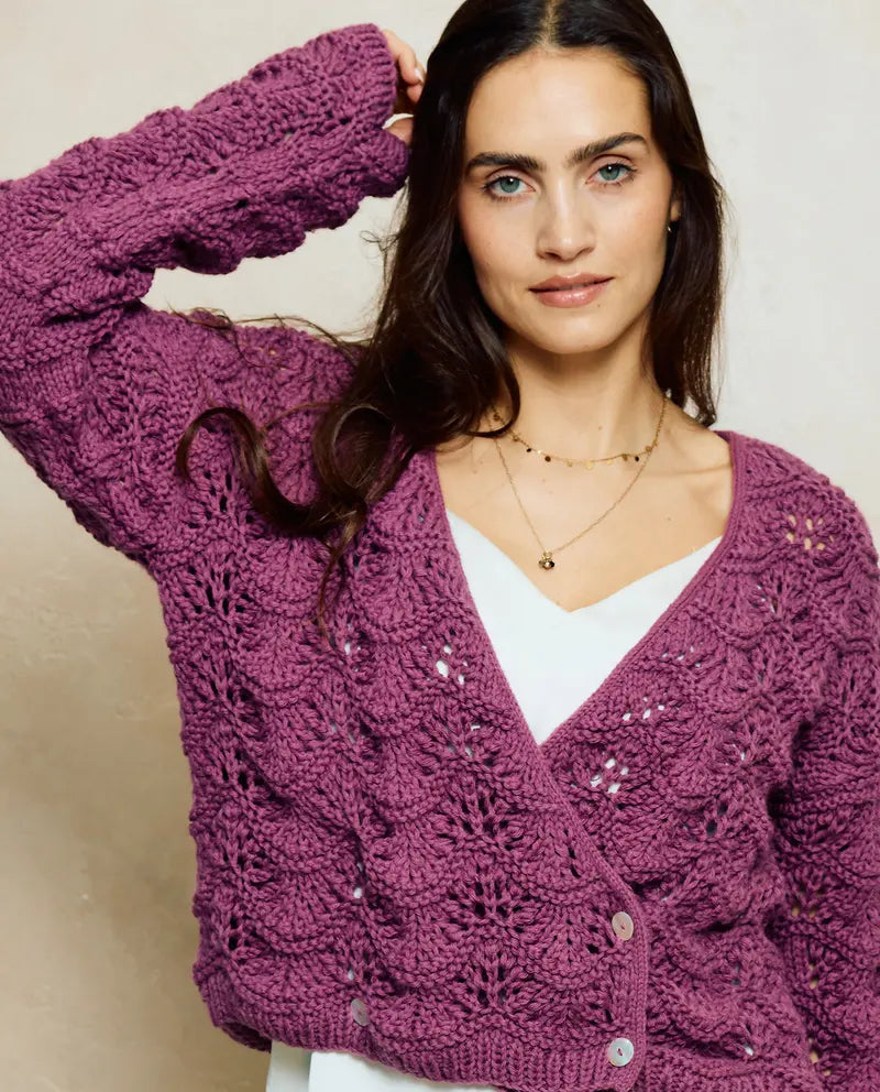 Patron PDF Tricot Phildar : Modèle femme gilet BRUNELLE en phil imaginaire