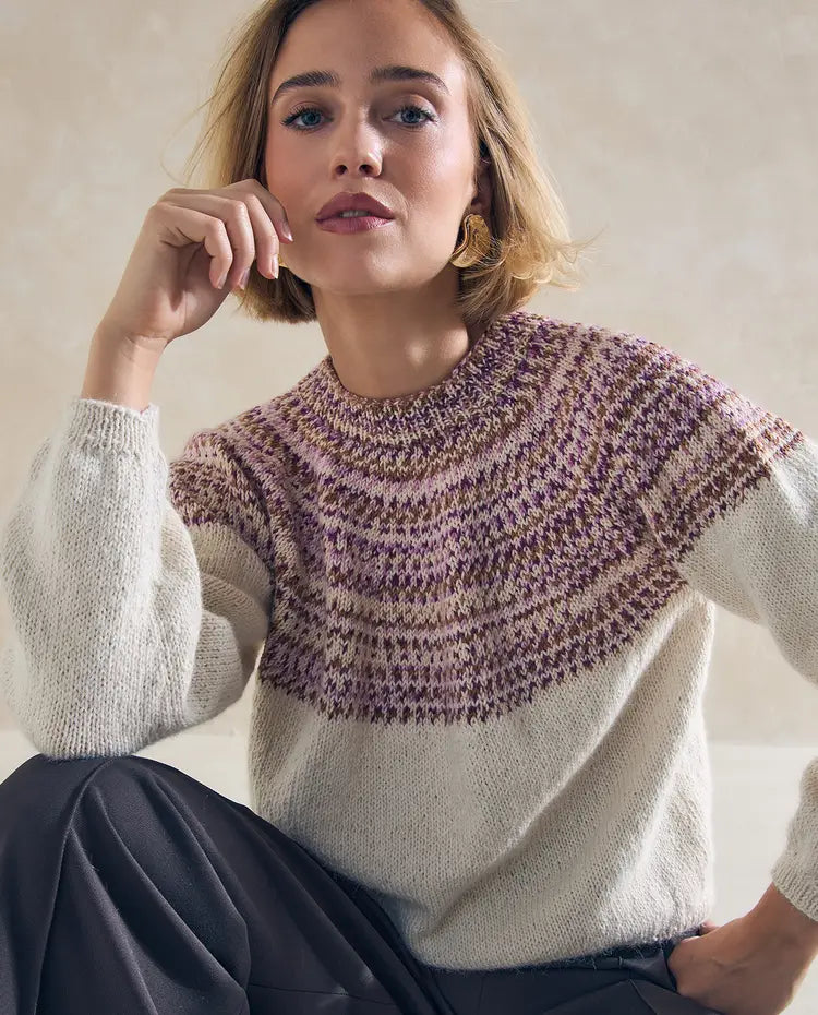 Patron PDF Tricot Phildar : Modèle femme Pull ORIA Phil pur alpaga graphik - Intermédiaire