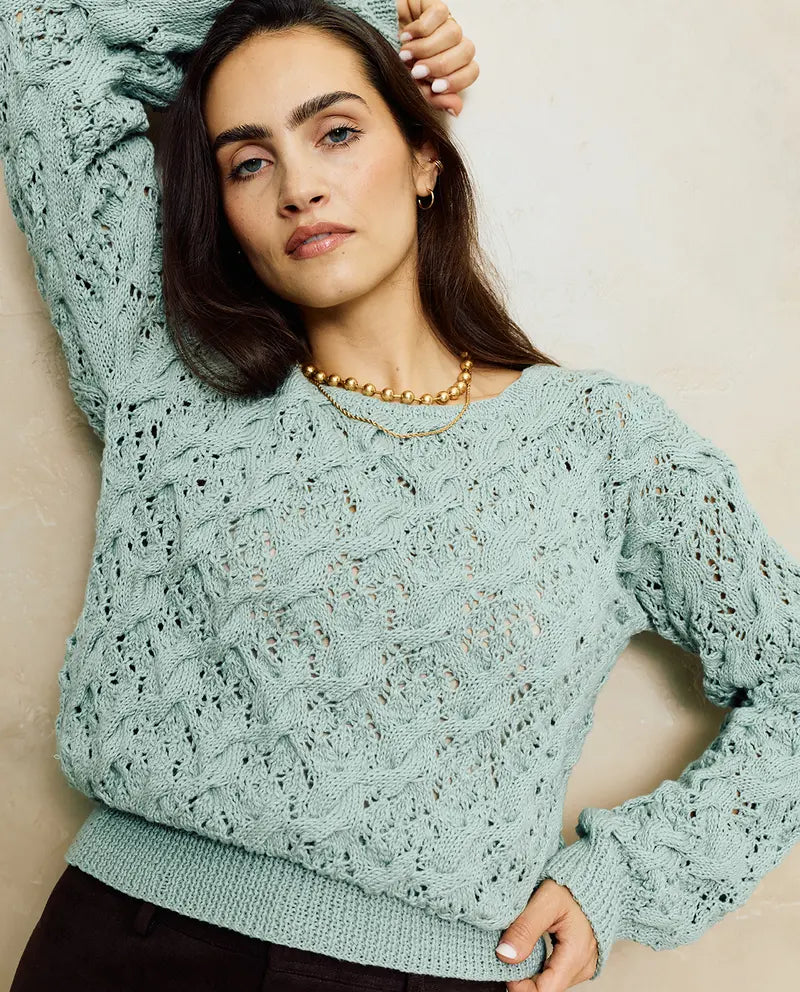 Patron PDF Tricot Phildar : Modèle femme pull BELAIMEE en phil cachemire coton
