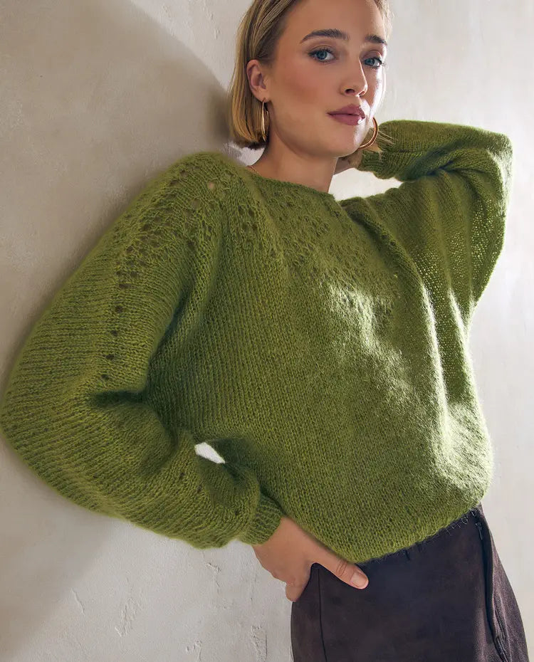 Patron PDF Tricot Phildar : Modèle femme pull CARLA en Phil Mohair Coton - Intermédiaire