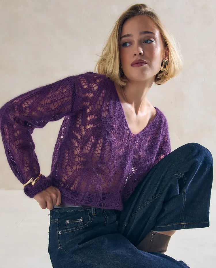 Patron PDF Tricot Phildar : Modèle femme pull CARMINA en Phil Mohair Soie - Expert