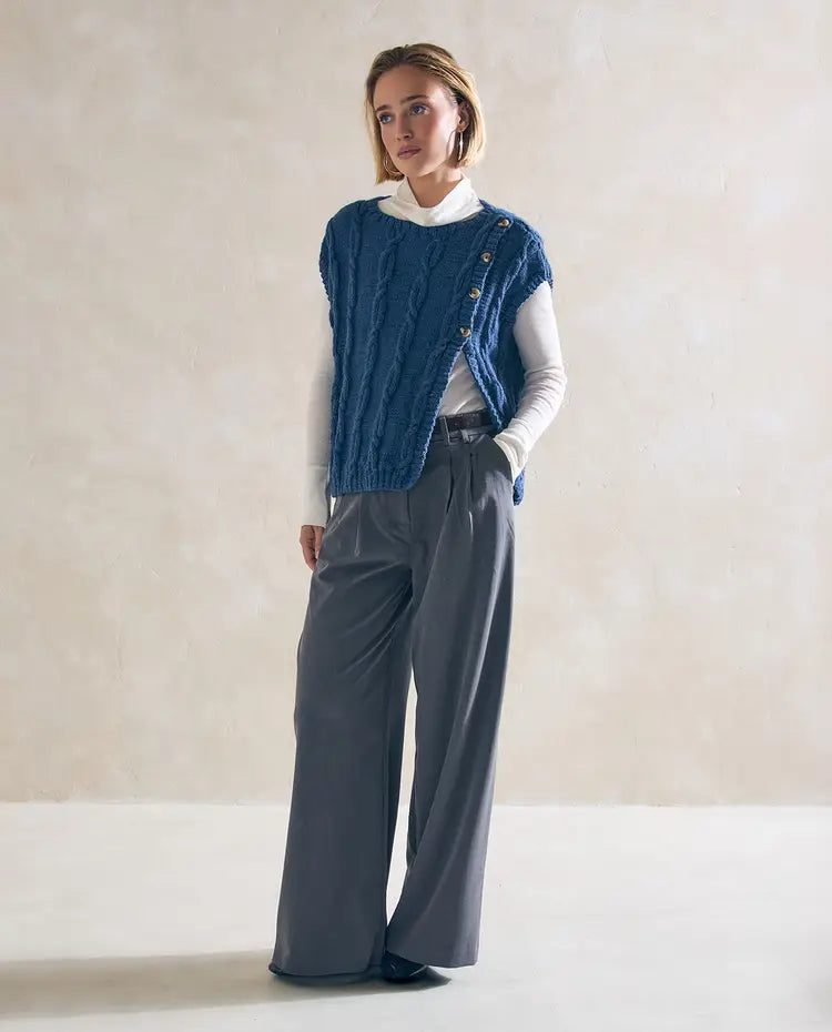 Patron PDF Tricot Phildar : Modèle femme Pull sans manches CORA - Phil pur alpaga - Intermédiaire