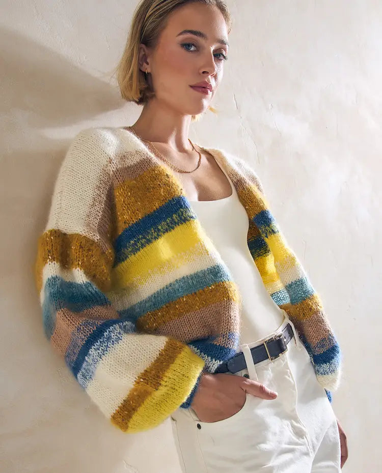 Patron PDF Tricot Phildar : Modèle femme gilet CARLOTTA en Phil Mohair - Intermédiaire