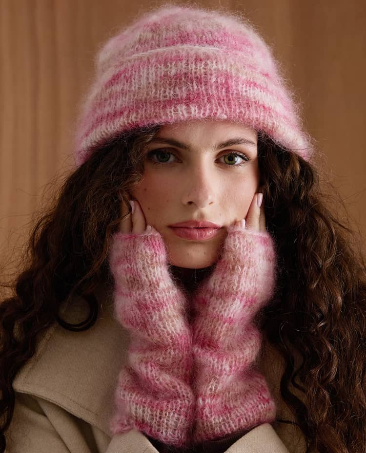 Patron PDF Tricot Phildar : Modèle Accessoires Mitaines Bonnet Octobre Rose en Phil Imperia - Niveau facile
