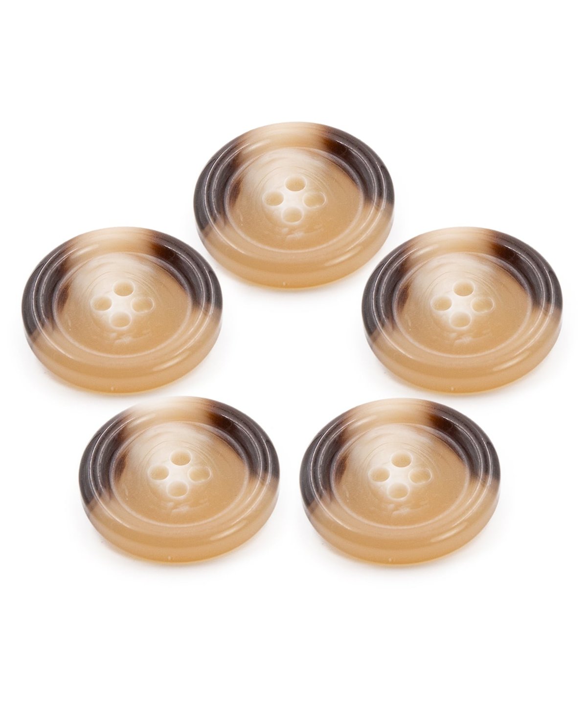 MERCERIE PPY - Lot de 5 boutons corne brillant à coudre coloris Daim