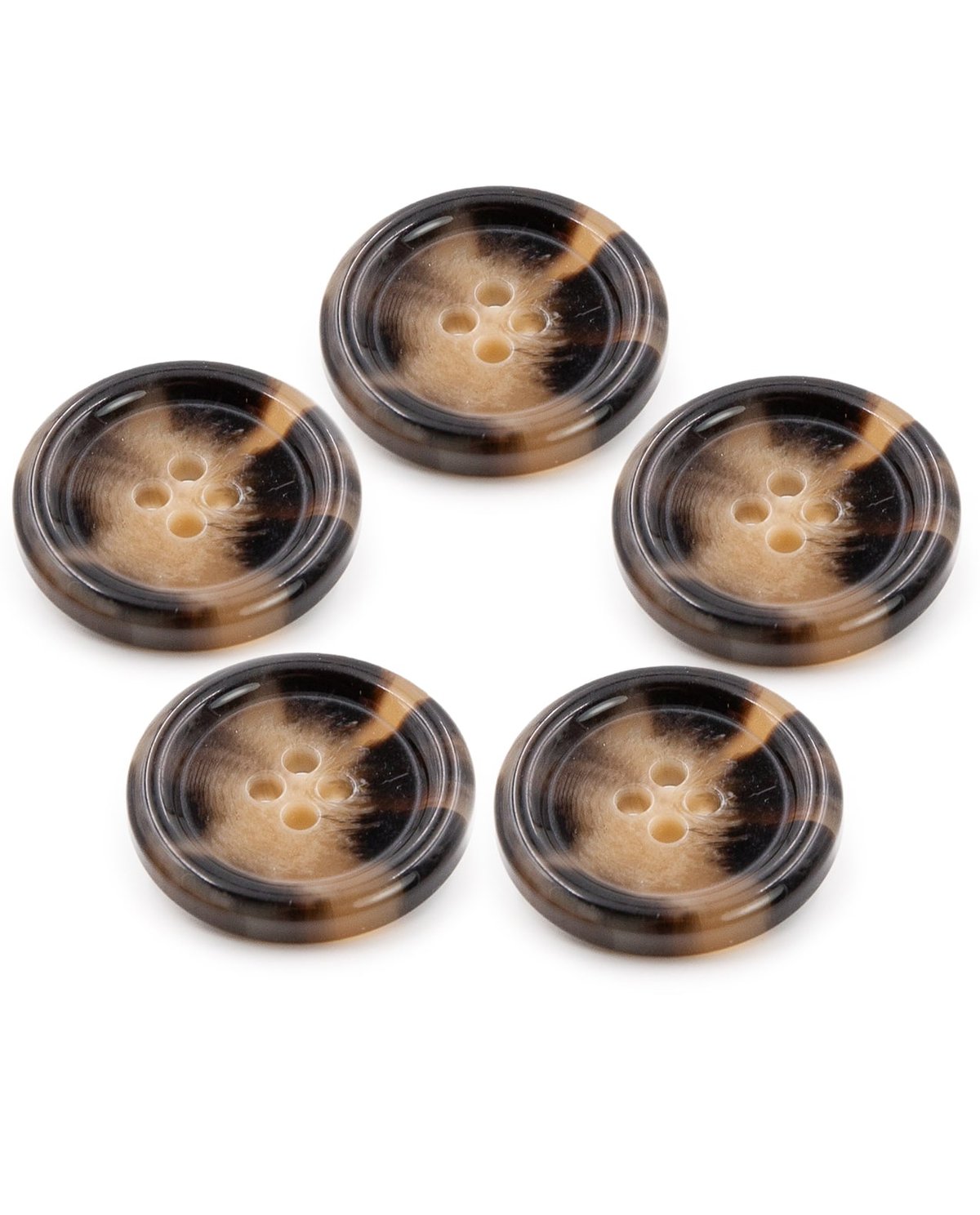 MERCERIE PPY - Lot de 5 boutons corne brillant à coudre coloris Marron Foncé