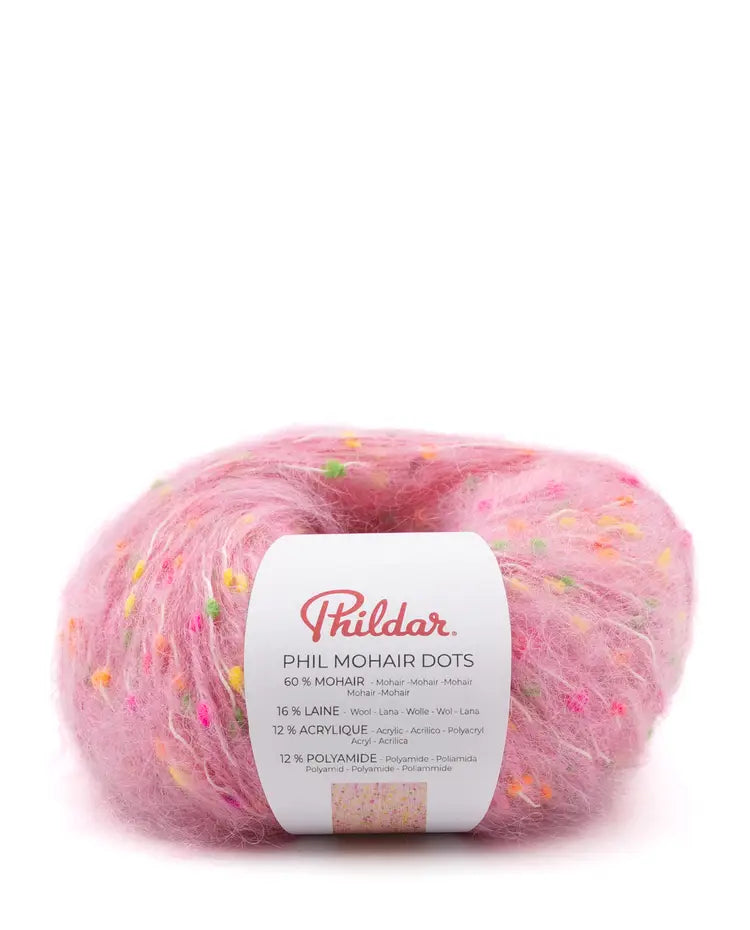 PHILDAR - PHIL MOHAIR DOTS - ROSE BONBON
