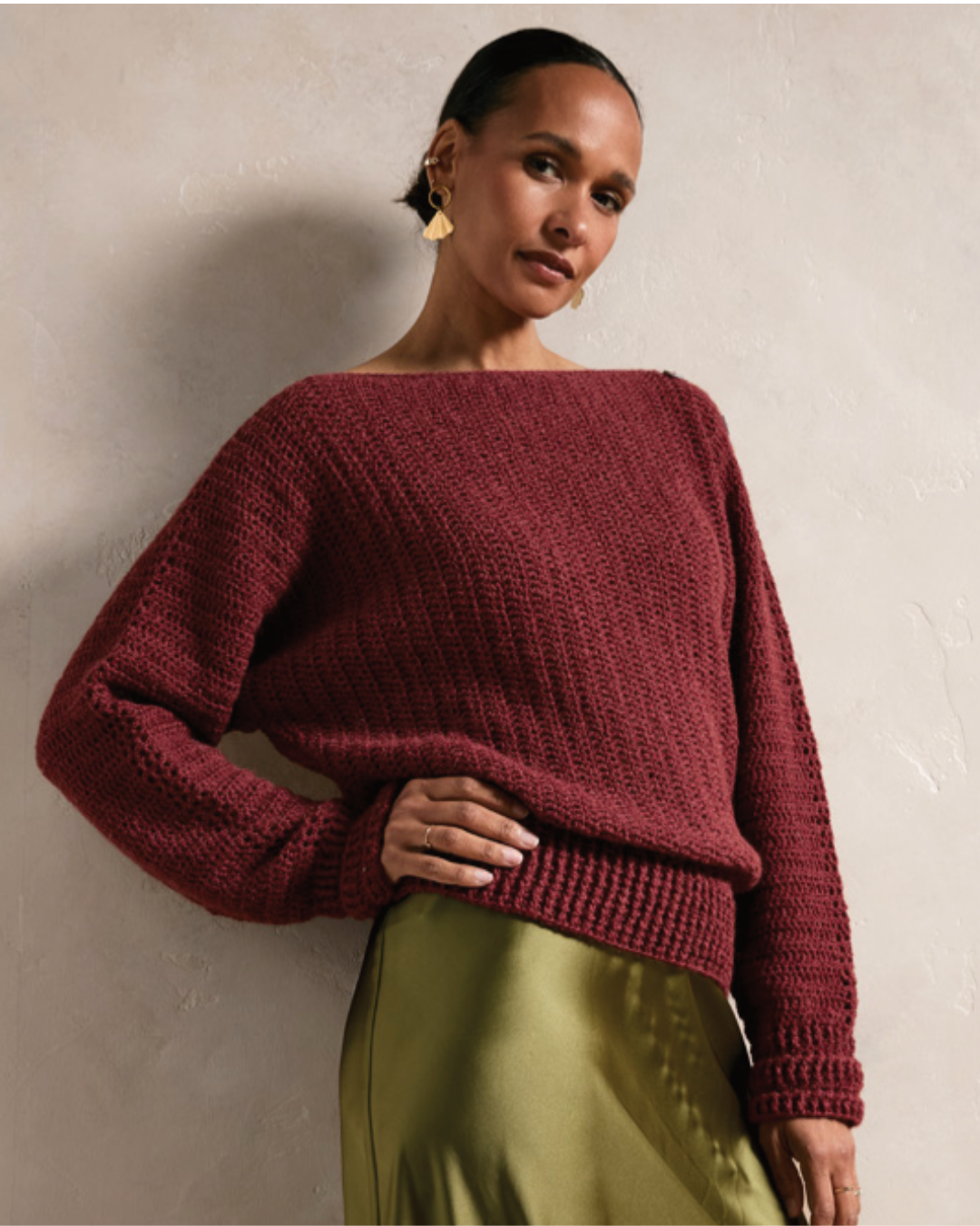 Patron PDF Crochet Phildar : modèle femme le pull ALIX en baby alpaga