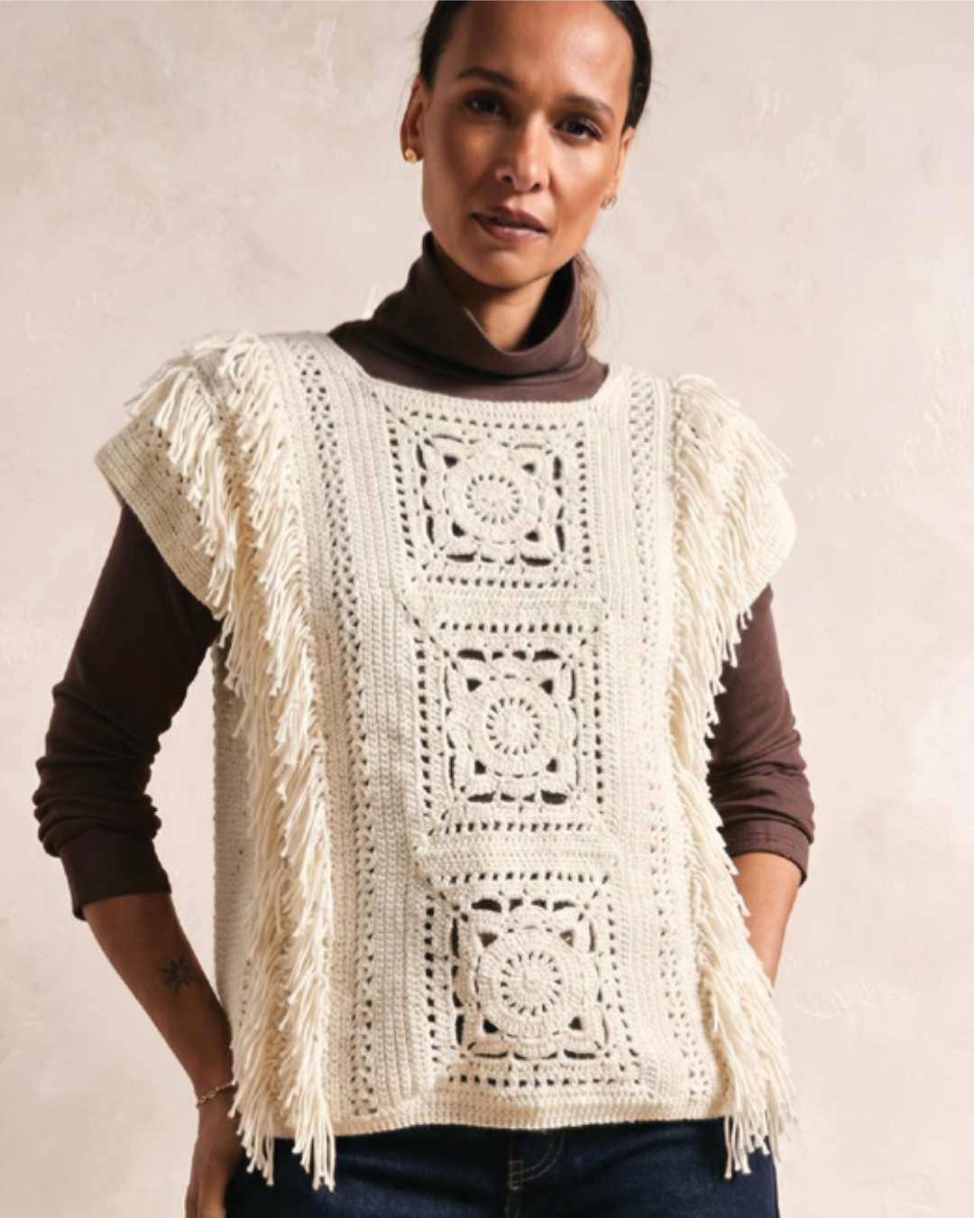 Patron PDF Crochet Phildar : modèle femme le pull ANTOINETTE en phil pur alpaga