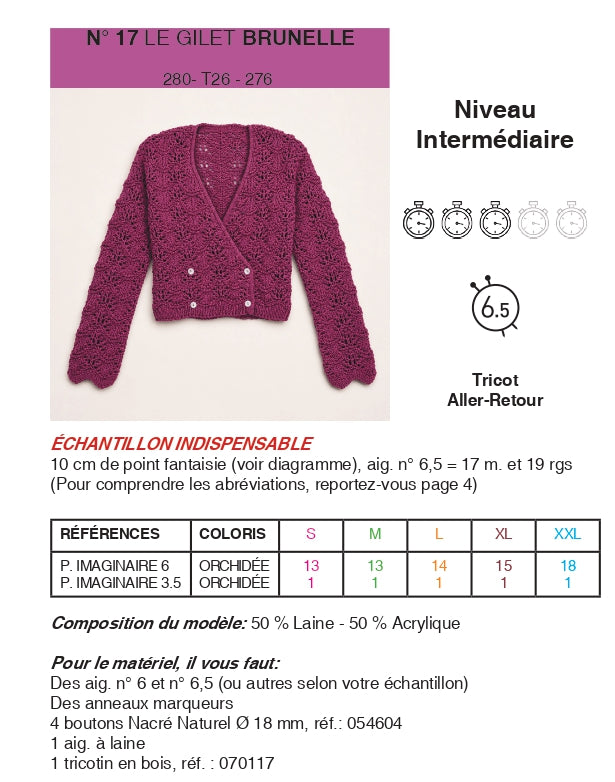 Patron PDF Tricot Phildar : Modèle femme gilet BRUNELLE en phil imaginaire