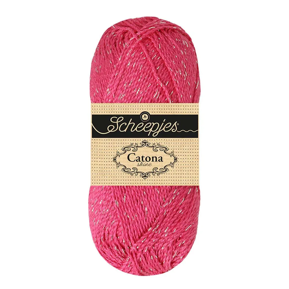 Scheepjes - Coton Mercerisé Catona Shine 50g - 114 Shocking Pink Silver Rose Argenté