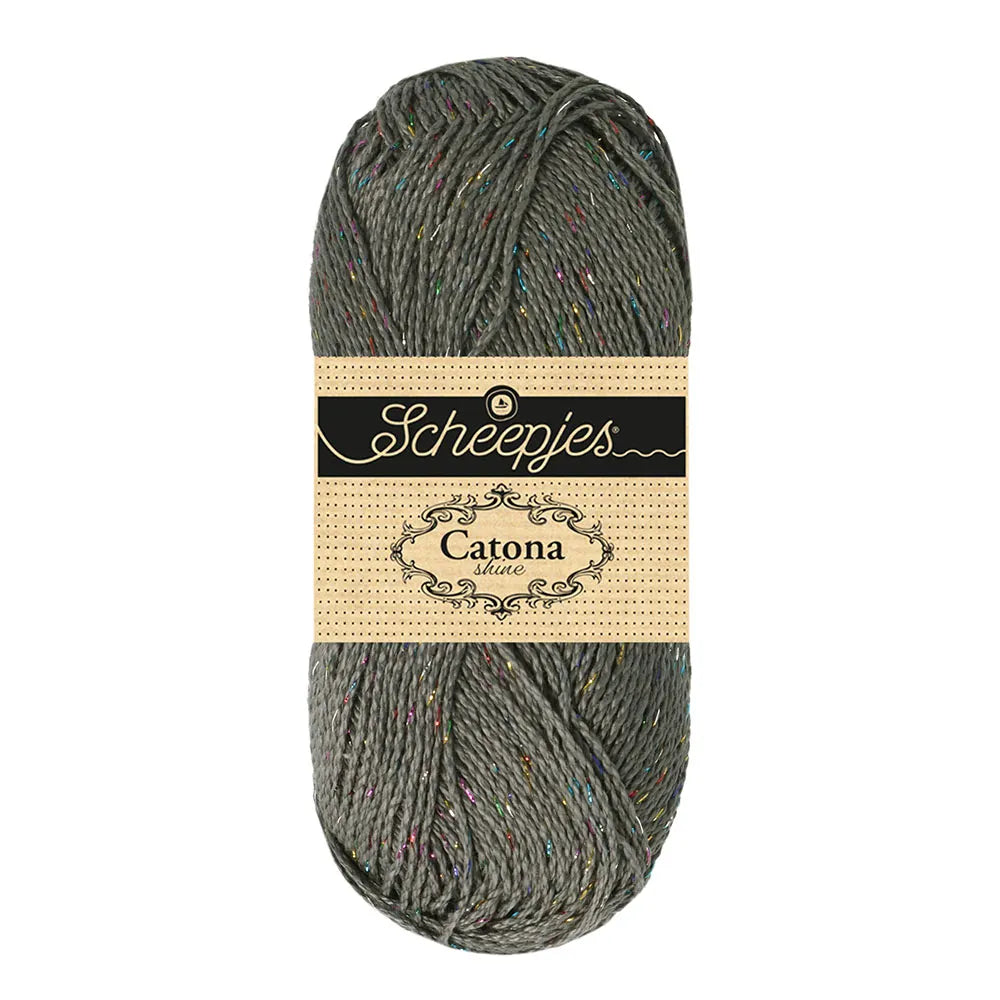 Scheepjes - Coton Mercerisé Catona Shine 50g - 242 Metal Grey Rainbow Gris Métal Arc en Ciel
