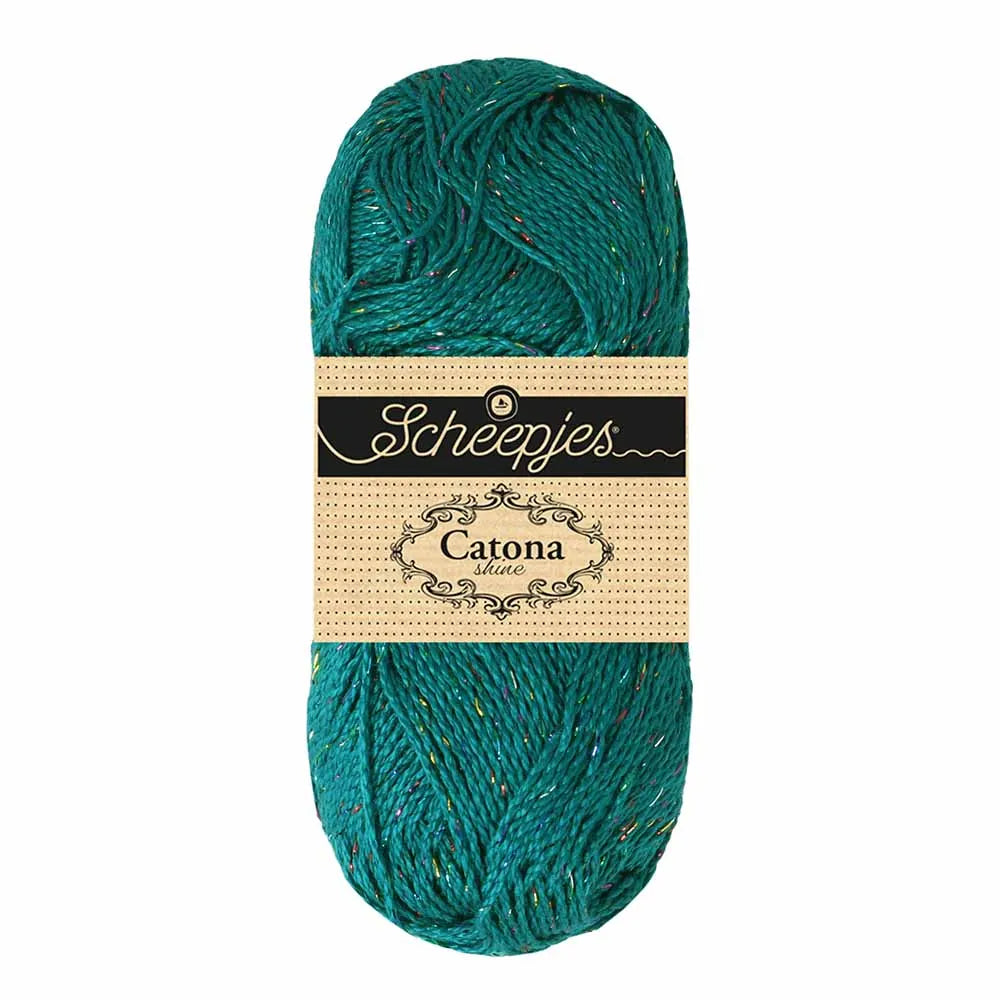 Scheepjes - Coton Mercerisé Catona Shine 50g - 401 Dark Teal Rainbow Vert Canard Foncé Arc en Ciel