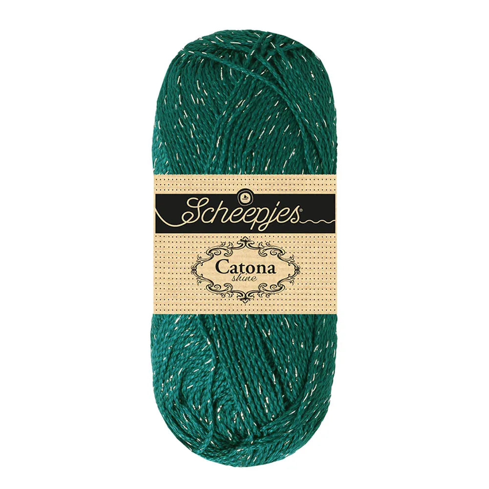 Scheepjes - Coton Mercerisé Catona Shine 50g - 401 Dark Teal Silver Vert Canard Foncé Argenté