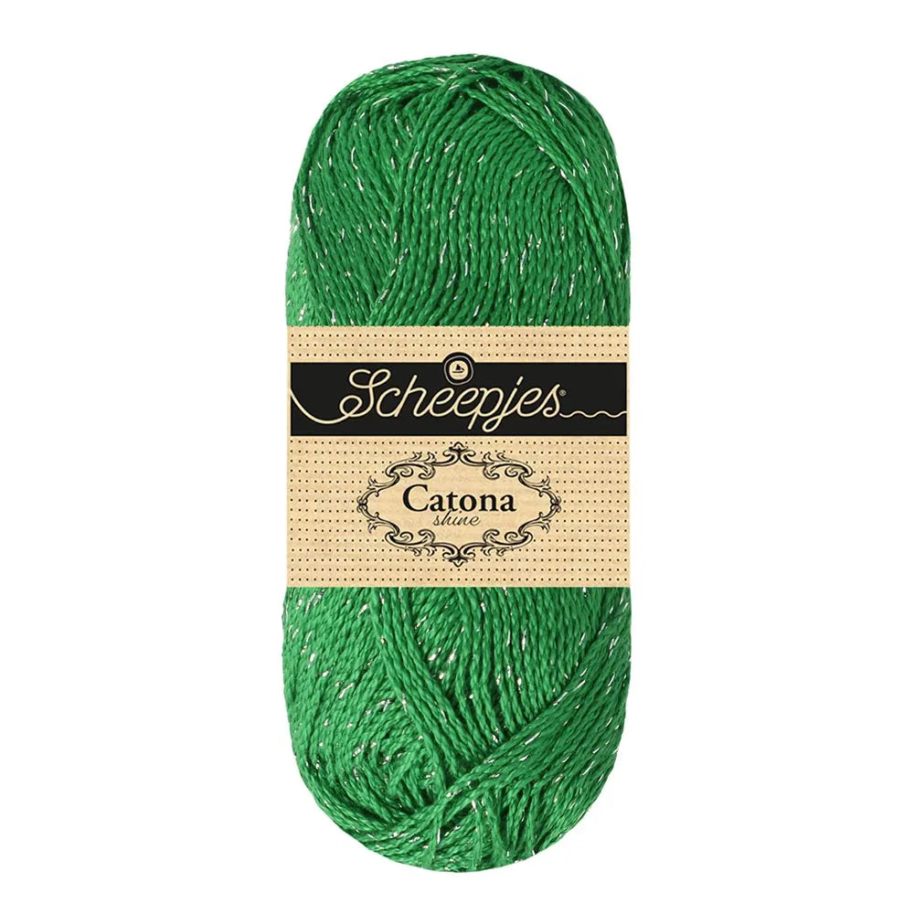 Scheepjes - Coton Mercerisé Catona Shine 50g - 515 Emerald Silver Vert Emeraude Argenté