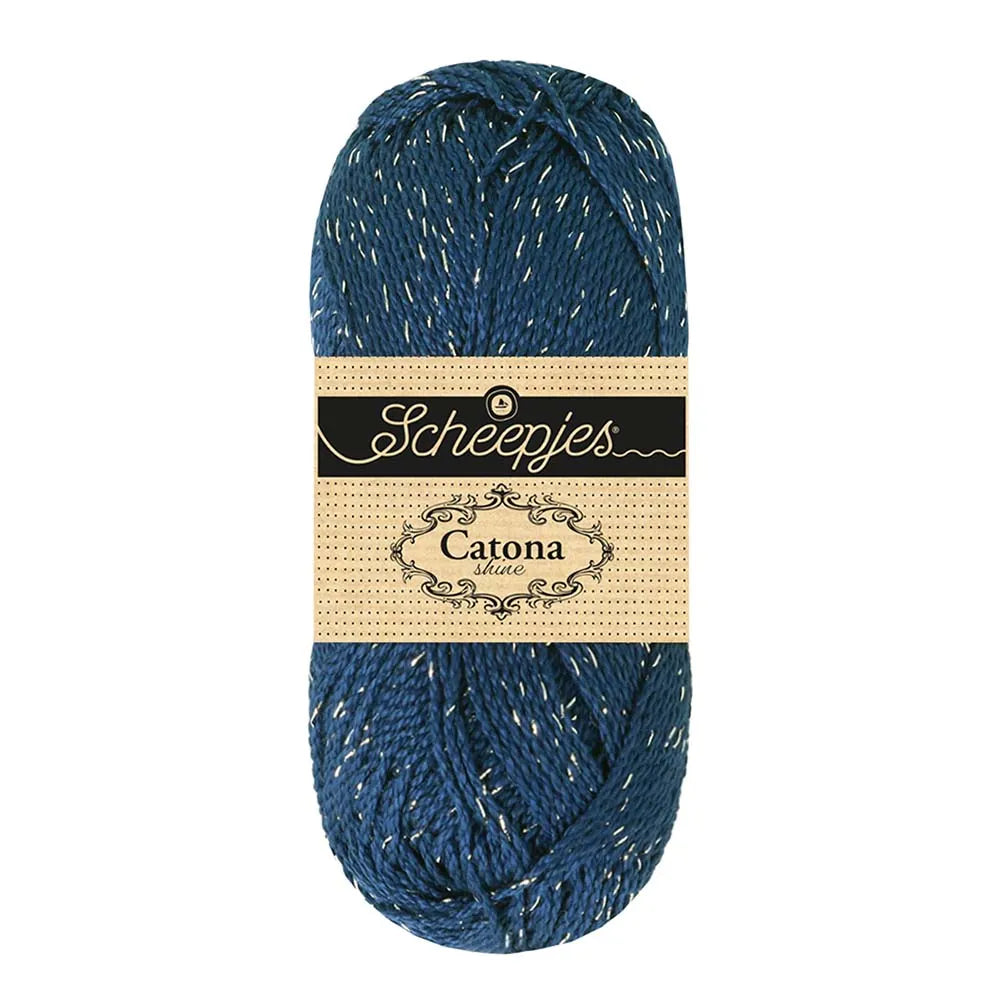 Scheepjes - Coton Mercerisé Catona Shine 50g - 527 Midnight Silver Bleu Nuit Argenté