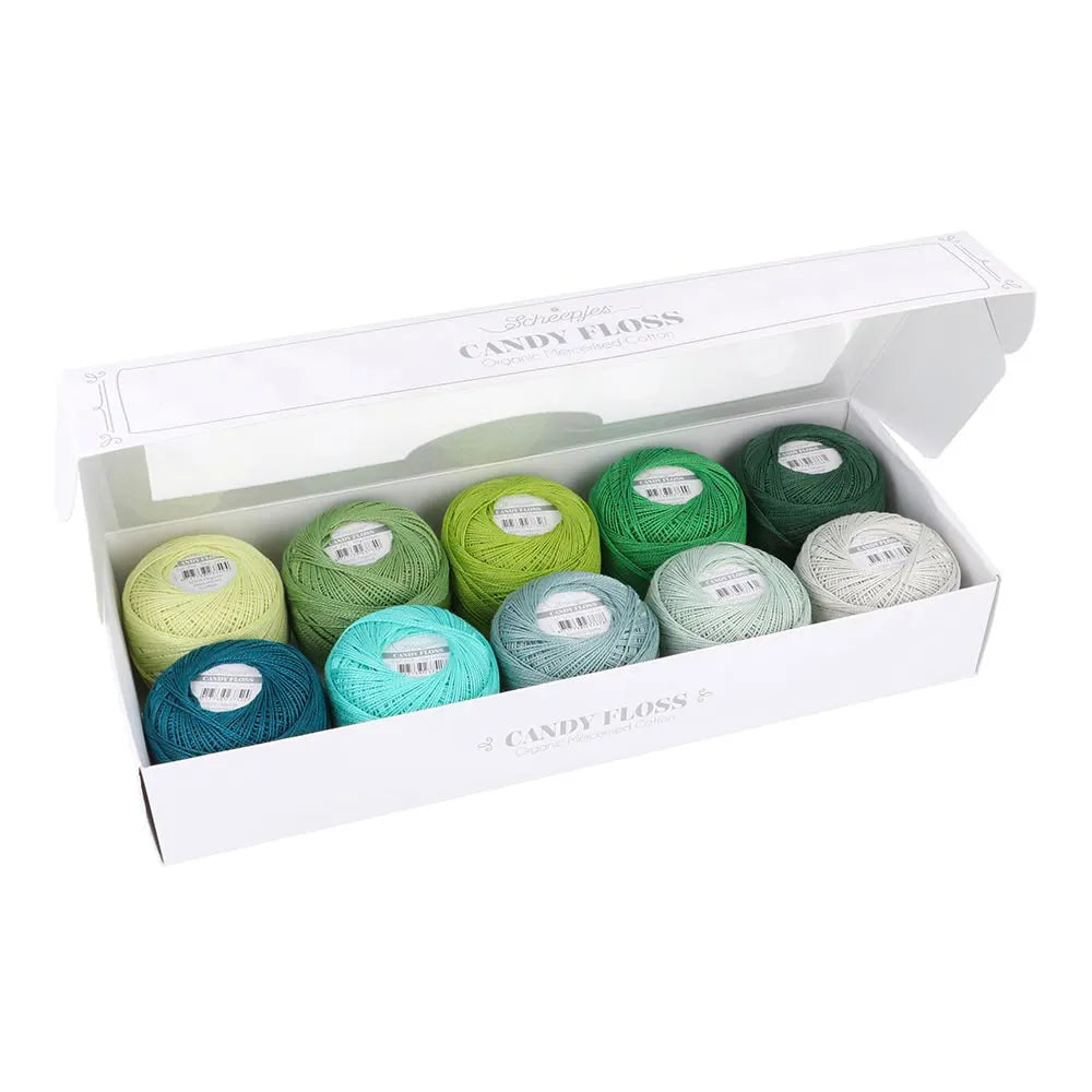 Scheepjes - Coffret de 10 pelotes de coton perlé Candy Floss - Mint