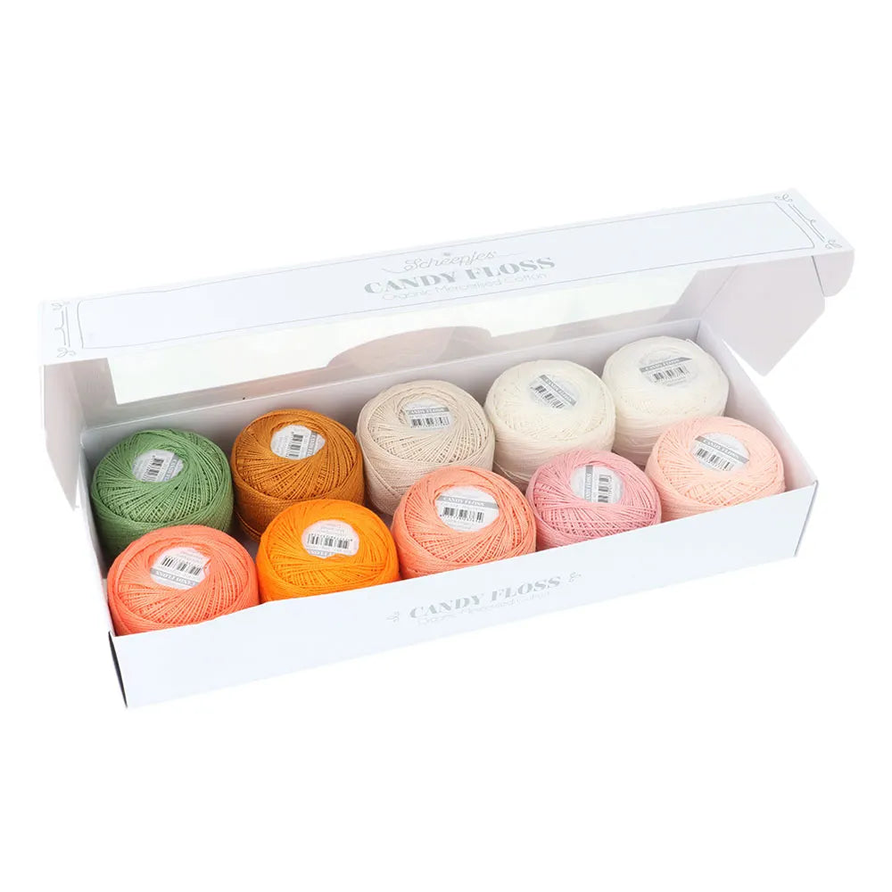 Scheepjes - Coffret de 10 pelotes de coton perlé Candy Floss - Peachy