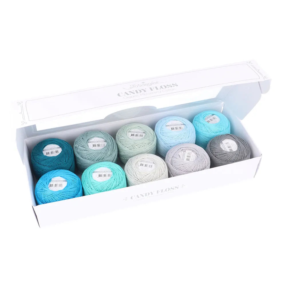 Scheepjes - Coffret de 10 pelotes de coton perlé Candy Floss - Earl Grey