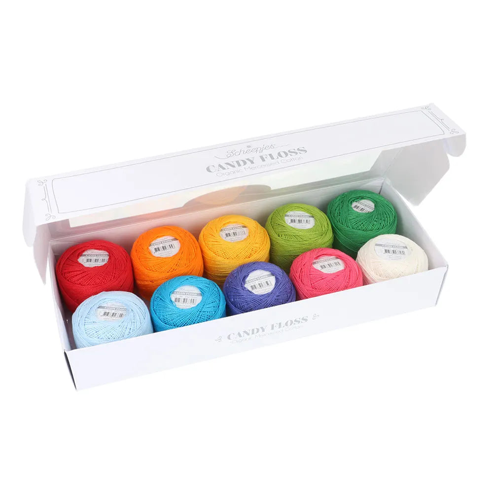 Scheepjes - Coffret de 10 pelotes de coton perlé Candy Floss - Birthday Cake