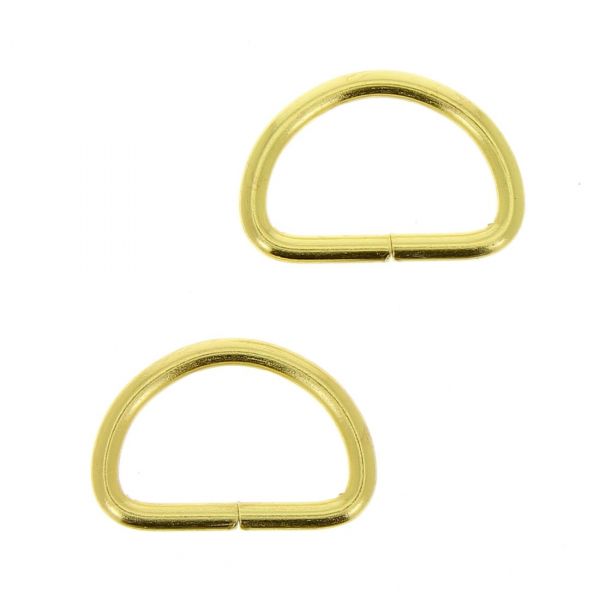 Lot de 2 Anneaux Demi Rond en D Métal Doré Clair 20mm pour bandoulières de sacs