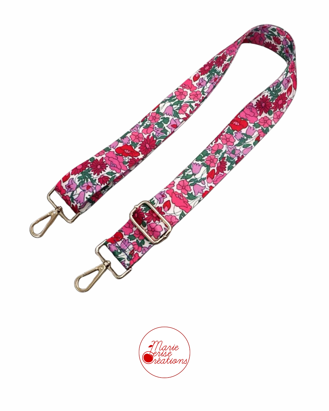 Bandoulière de Sac LIBERTY - Sangle Motif Fleuri 3,8 cm - mousqueton pivotant doré