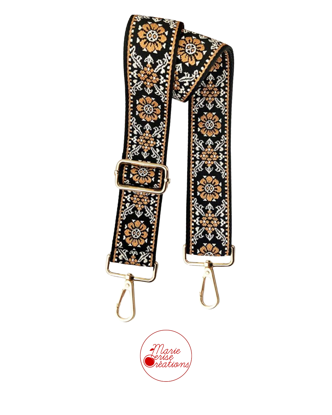 Bandoulière de Sac ROMY - Sangle à Motifs Largeur 3,8 cm - Mousqueton pivotant doré