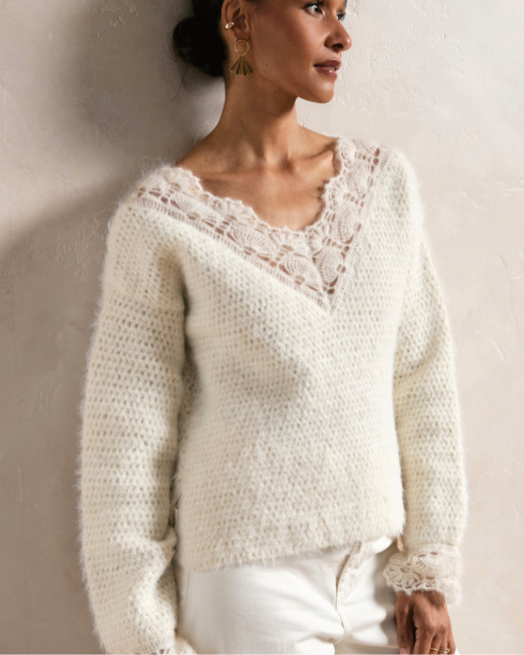 Patron PDF Crochet Phildar : modèle femme le pull ou robe ALIENOR en phil mohair soie Hairy