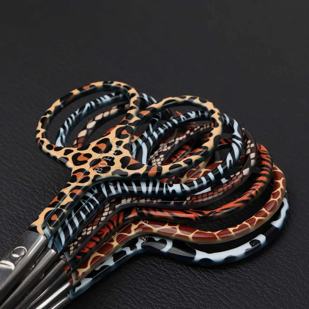 BOHIN - Ciseaux Micro Crochet et Broderie 9 cm - Imprimé safari léopard zèbre serpent tigre girafe vache