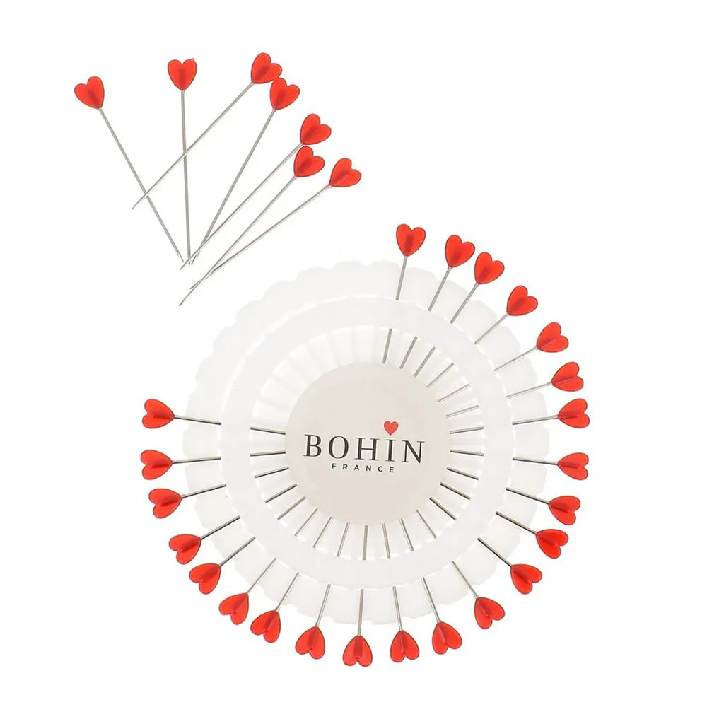BOHIN - Epingles Bohin Head 38x0,60mm en plastique cœur rouge - 1x30 pièces