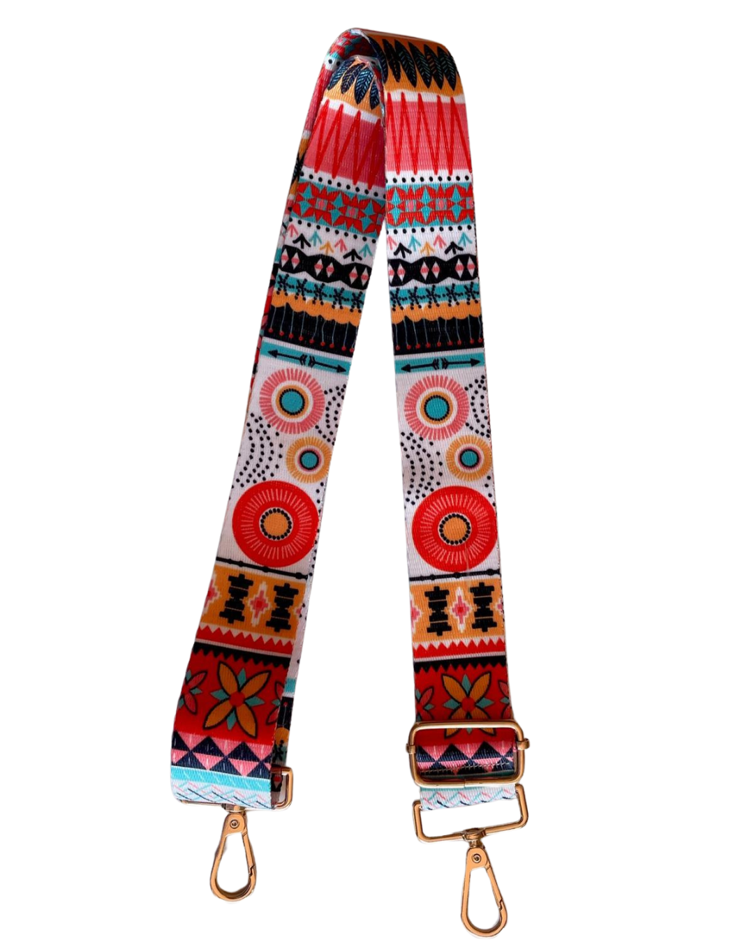 Bandoulière de Sac CHEYENNE - Sangle à Motifs Largeur 3,8 cm - mousqueton pivotant doré