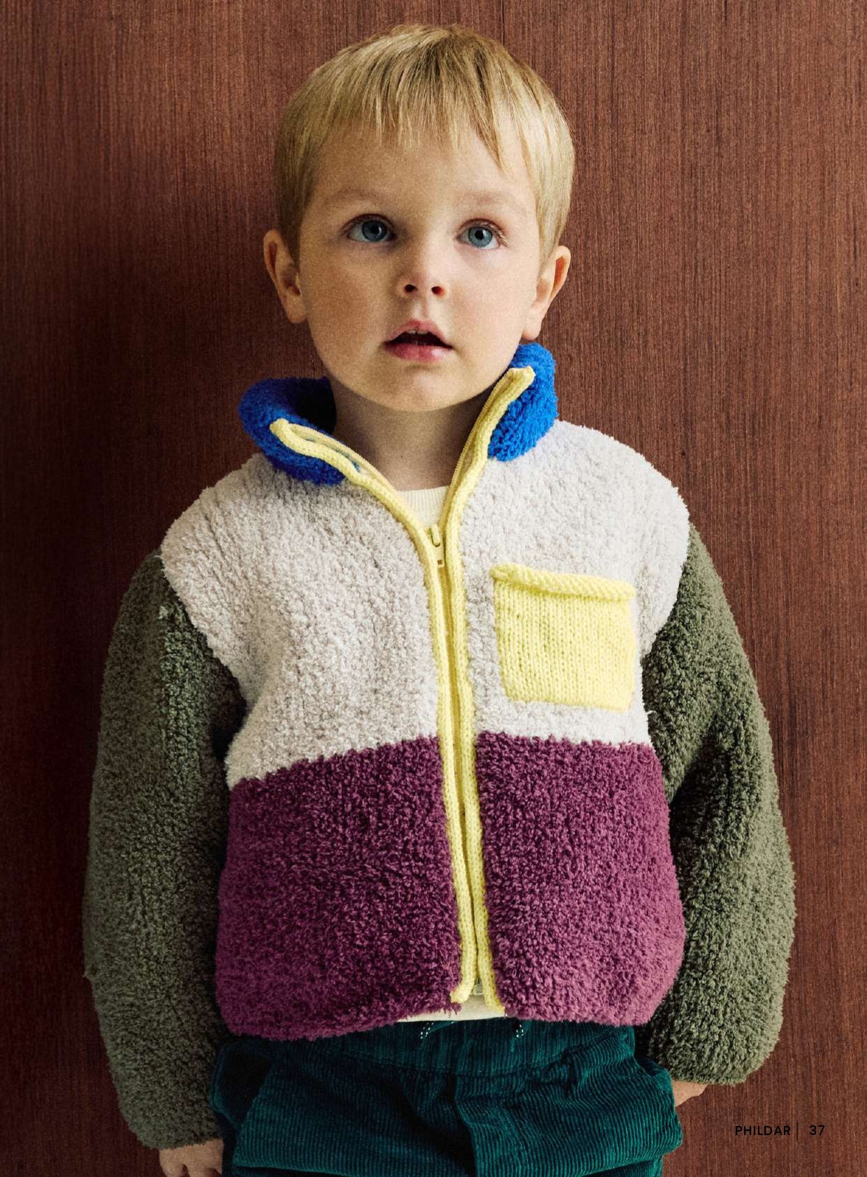 Patron pdf tricot Phildar : Modèle Enfant La veste OTIS en Phil Douce Intermédiaire