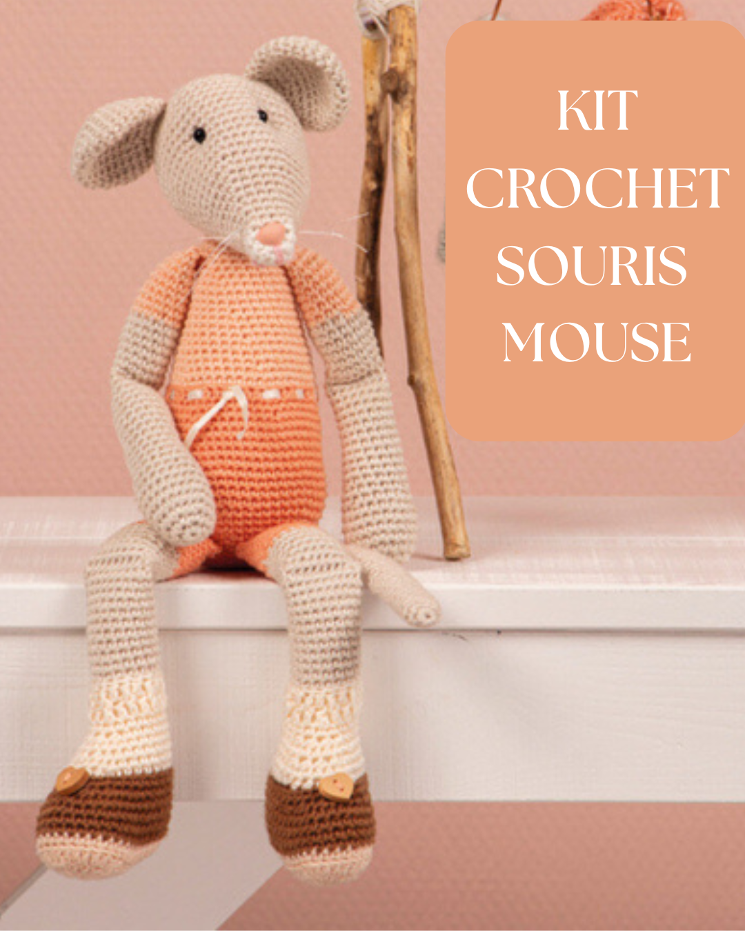 Kit Crochet Scheepjes English : Grande Souris Mouse 40cm design @made_by_jay_