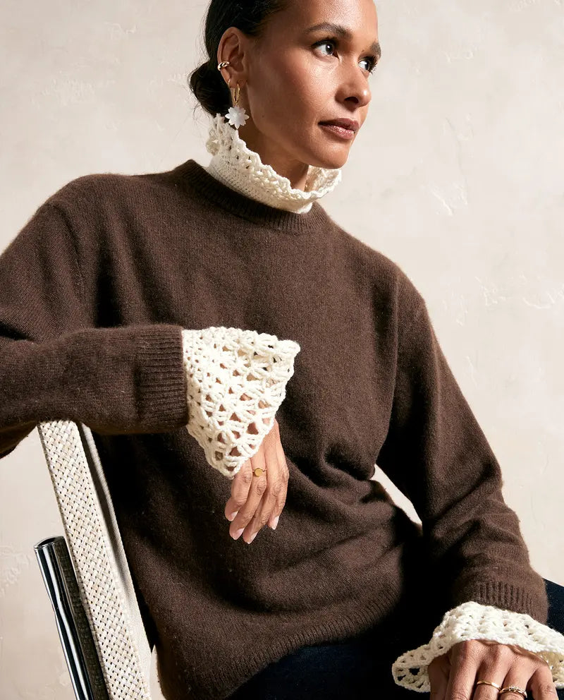 Patron PDF Crochet Phildar : modèle femme le col et mitaines AZEMA en phil mérinos 3.5