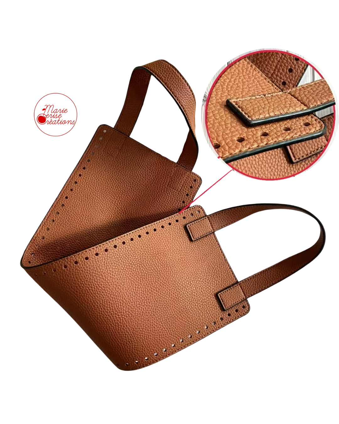 Fonds de Sac percé à poignées en similicuir camel pour sac Daphné