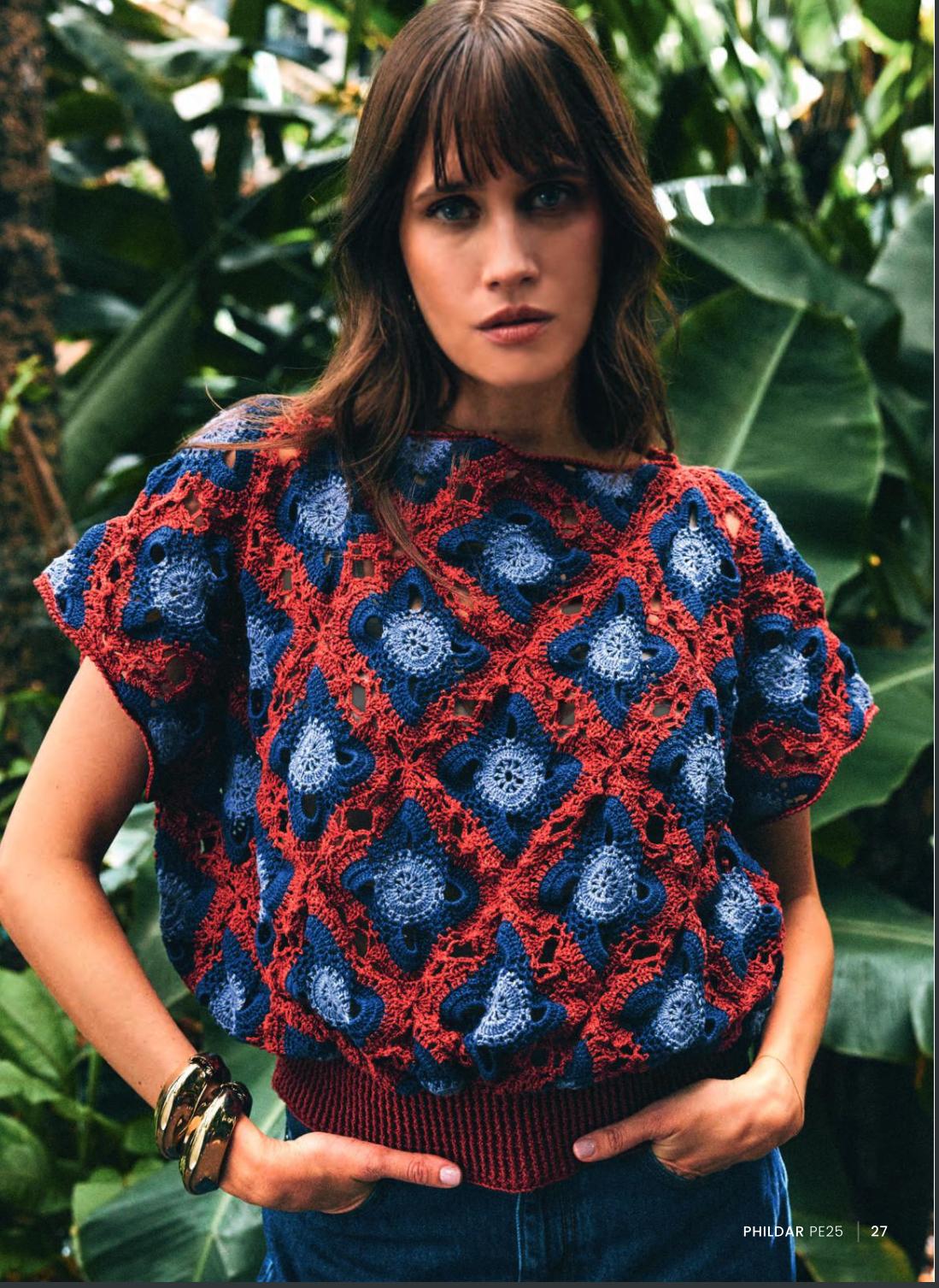 Patron PDF Crochet Phildar : modèle femme PULL ELVIRA - Intermédiaire