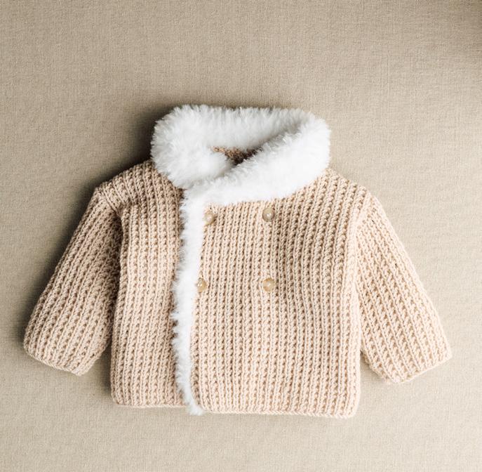 Patron pdf tricot Phildar : Modèle Layette Bébé Le paletot UZES en Phil INUIT - Intermédiaire