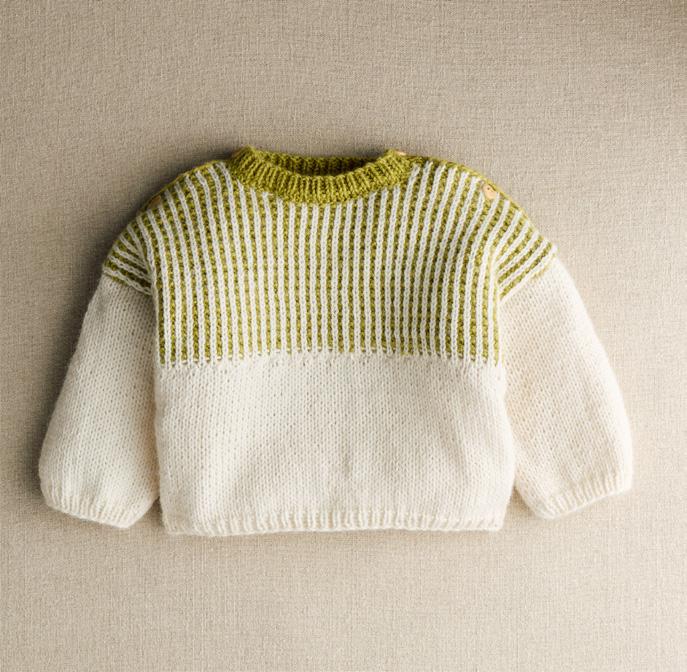 Patron pdf tricot Phildar : Modèle Layette Bébé Le pull OMERE en Phil Caresse Intermédiaire