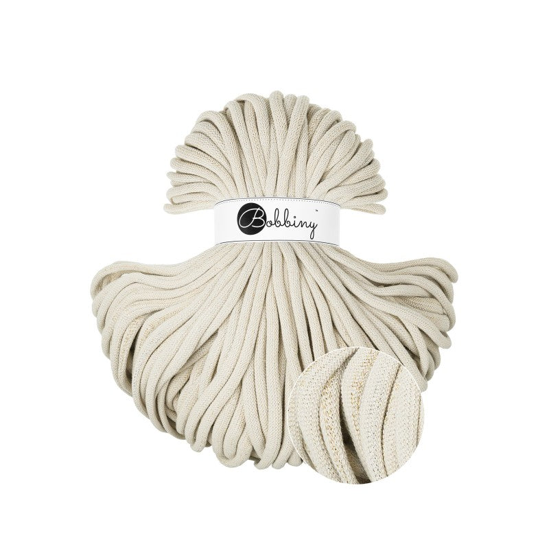 BOBBINY - COTON TRESSÉ JUMBO 9MM -  Shiny Cashmere Beige Edition Limitée AH26