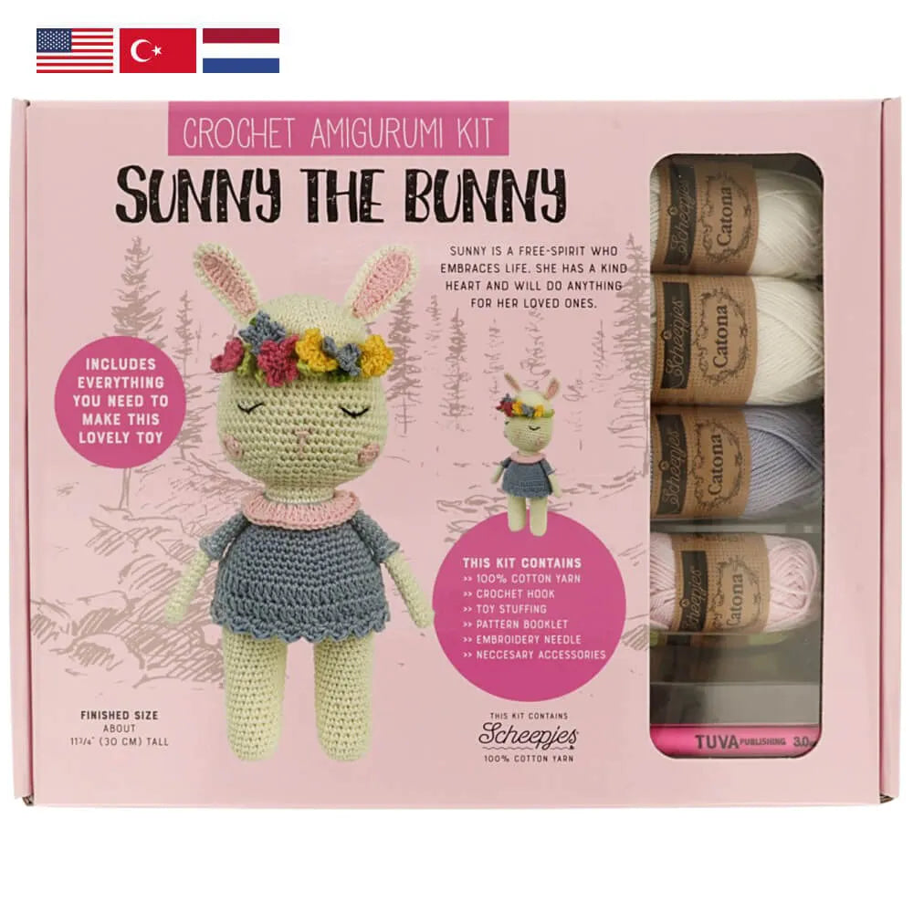 Kit Crochet SCHEEPJES : Amigurumi Lapin Sunny the Bunny en anglais - Niveau Débutant