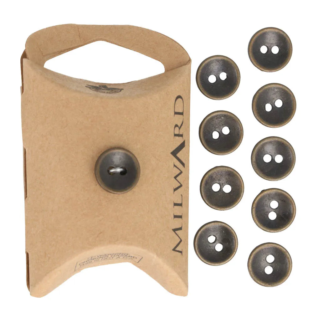 MILWARD - Boîte de 10 boutons Bronze Antique 2 trous 11mm