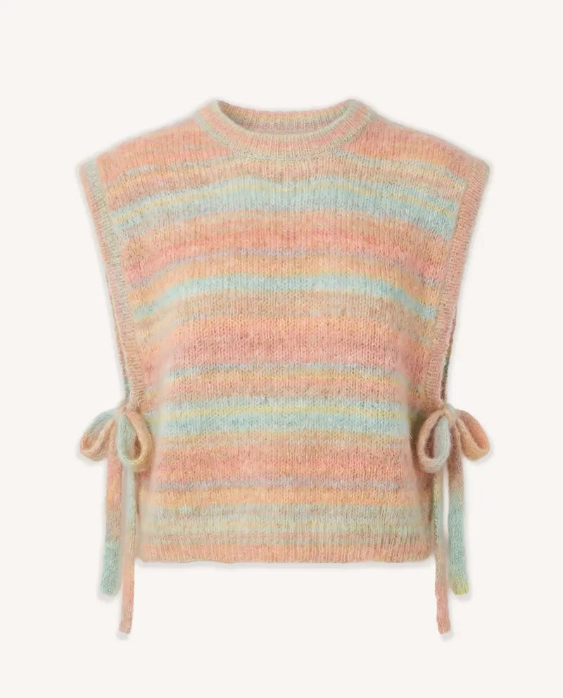 Kit Tricot Phildar : Modèle Plastron QUINCY en phil Chic Rayé Pastel - Facile