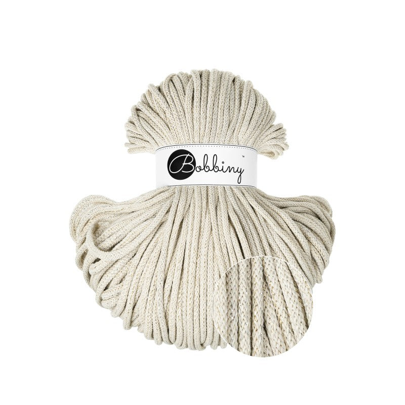 BOBBINY - COTON TRESSÉ PREMIUM 5MM (100M) - SHINY CASHMERE BEIGE Edition Limité e AH26