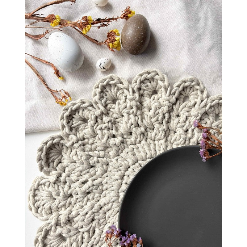Kit Crochet : le Set de Table Dessous de Verre FLEUR en Corde Macramé Bobbiny
