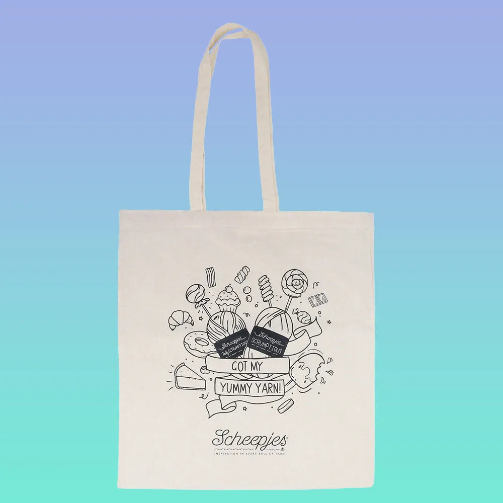 Scheepjes - Tote bag à colorier ou broder - Got My Yummy Yarn - Coton Oekotex Standard 100